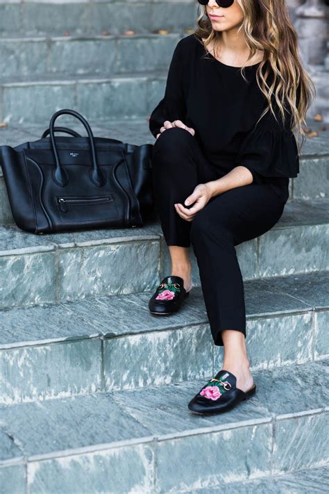 outfit with gucci slides